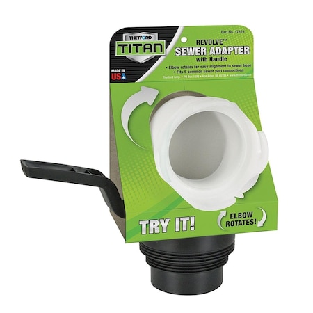 Thetford Thetford 17879 Titan Revolve Universal RV Sewer Hose Adapter with Handle T6H-17879